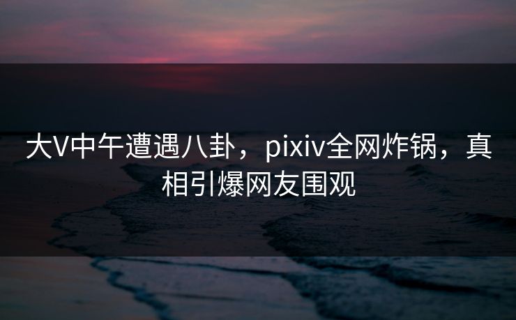 大V中午遭遇八卦，pixiv全网炸锅，真相引爆网友围观