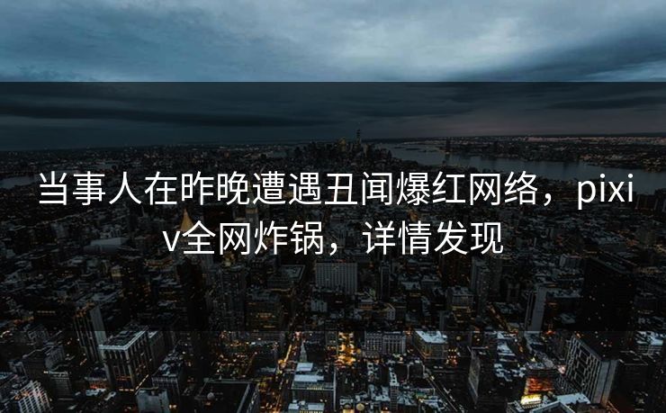 当事人在昨晚遭遇丑闻爆红网络,pixiv全网炸锅,详情发现
