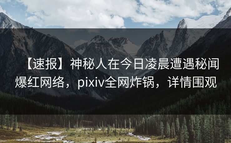 【速报】神秘人在今日凌晨遭遇秘闻爆红网络,pixiv全网炸锅,详情围观